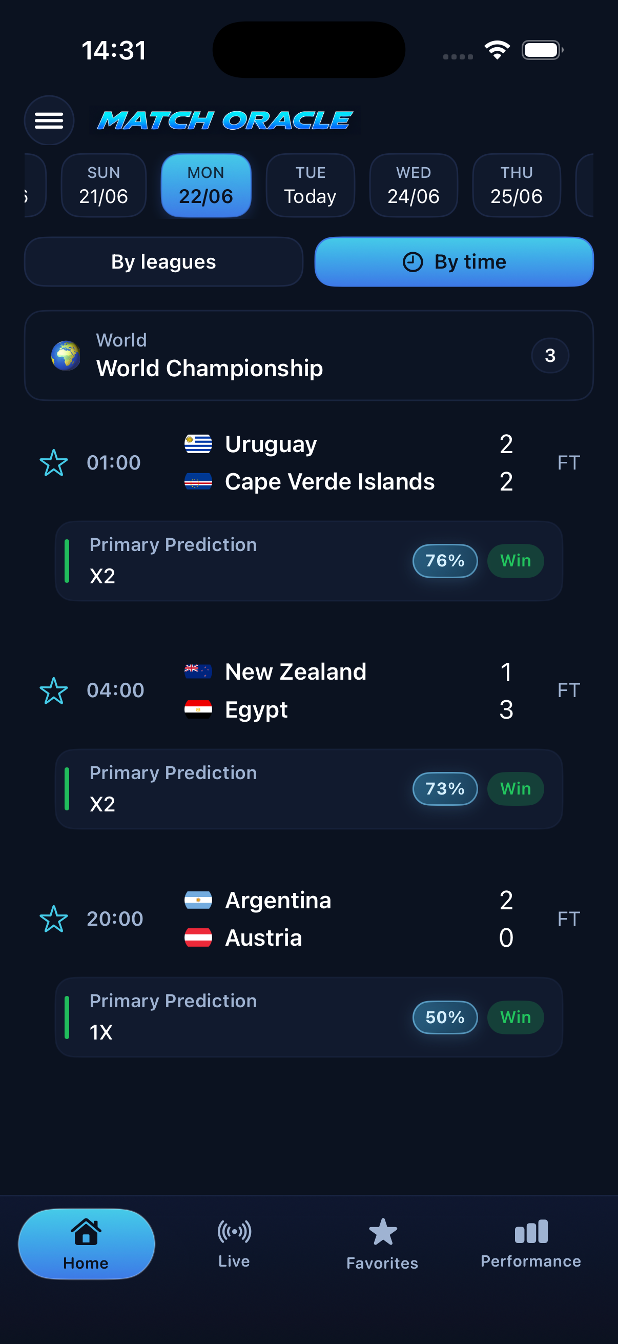 Match Oracle iPhone app screen